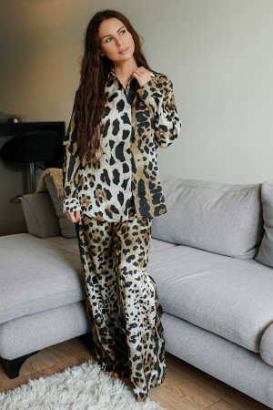 NEW 7149 пижама брюки и рубашка леопардового цвета