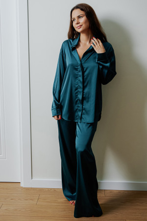 NEW 7149 пижама брюки и рубашка темно-зеленого цвета
