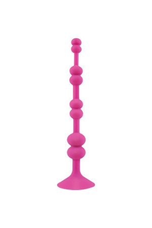 Розовая анальная цепочка с присоской PERLES DASPIRE - 22 см.