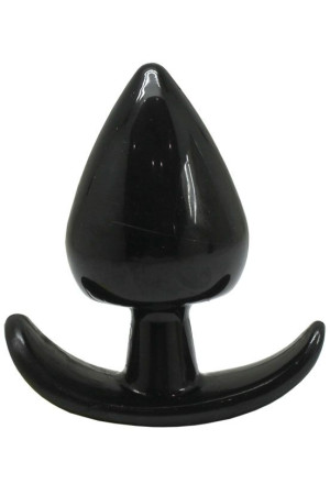 Черная коническая анальная пробка с ограничителем - 5 см.