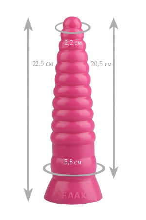 Розовая рельефная коническая анальная втулка - 22,5 см.