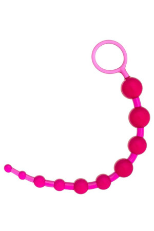 Розовая анальная цепочка из 10 шариков - 30 см.
