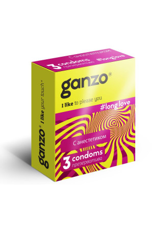 Презервативы с анестетиком для продления удовольствия Ganzo Long Love - 3 шт.