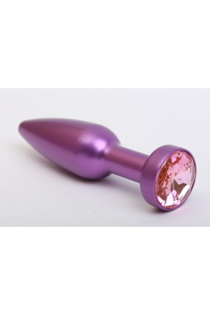 Фиолетовая анальная пробка с розовым стразом - 11,2 см.