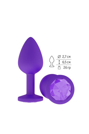 Фиолетовая силиконовая пробка с фиолетовым кристаллом - 7,3 см.